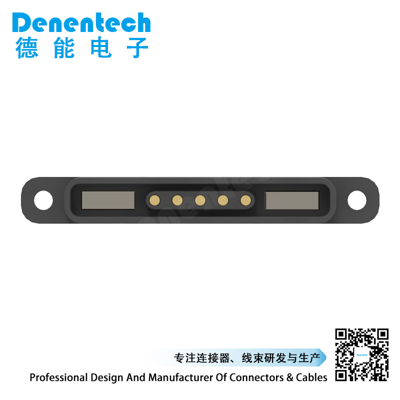 Denentech best selling Rectangular magnetic pogo pin 5P straight female magnetic pogo pin usb connector